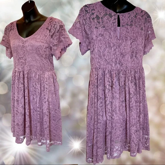 Torrid Purple Lace Skater Dress Size 1 1XL & 2 2XL New with tags - Picture 14 of 15